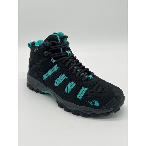 The North Face Womens Size 7 single Waterproof Hiking Boot Black/Turquoise Suede - Picture 4 of 8